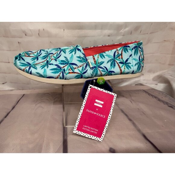 Palm Tree Toms X Paper Source Womens Size 11 Canvas Casual Slip On Shoes New - Picture 2 of 11